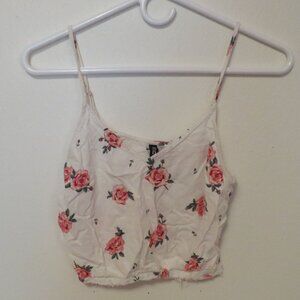 H&M Crop Top White w Pink Flowers Size 6 Women's